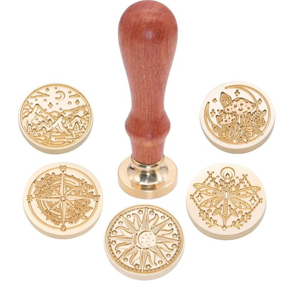 Galaxy Universe Wax Seal Stamp Set, Vintage 6 Pcs Sealing Wax Stamp Heads and 1 - Picture 6 of 6